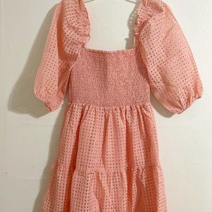 F21 Puff Sleeve Gingham Midi Dress
